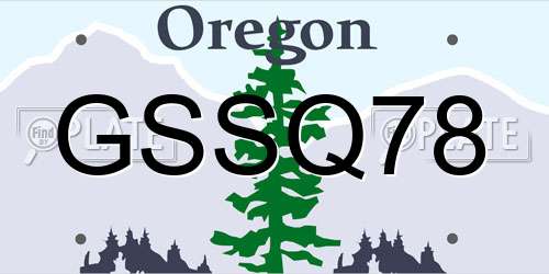 GSSQ78 Oregon License Plate