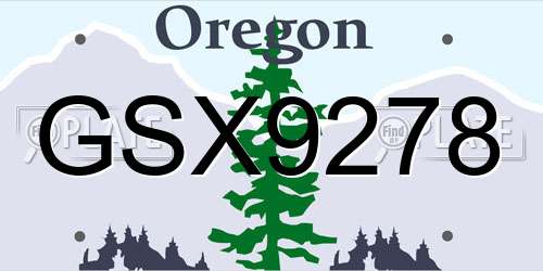 GSX9278 Oregon License Plate