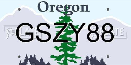 GSZY88 Oregon License Plate