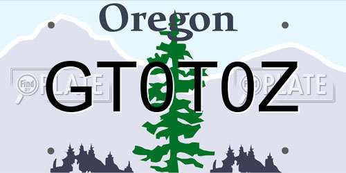 GT0T0Z Oregon License Plate