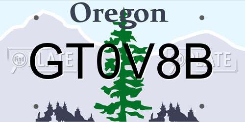 GT0V8B Oregon License Plate