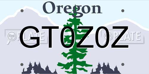 GT0Z0Z Oregon License Plate