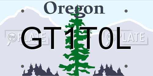 GT1T0L Oregon License Plate