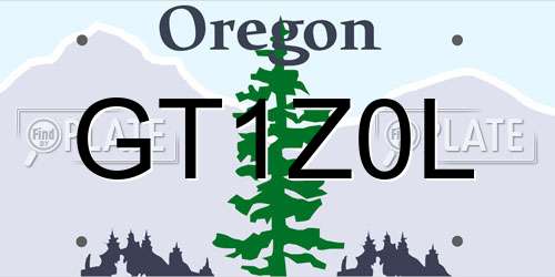 GT1Z0L Oregon License Plate