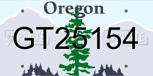GT25154 Oregon License Plate