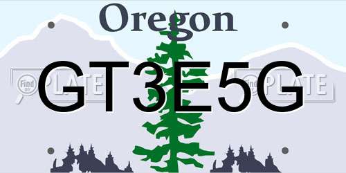 GT3E5G Oregon License Plate