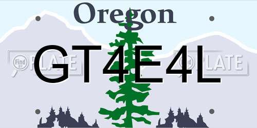 GT4E4L Oregon License Plate