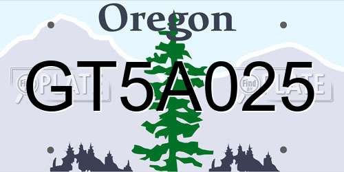 GT5A025 Oregon License Plate