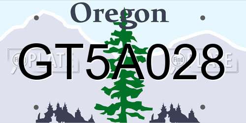 GT5A028 Oregon License Plate