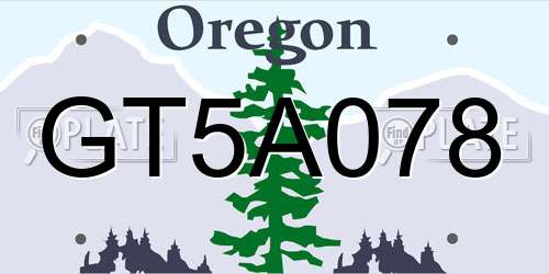 GT5A078 Oregon License Plate
