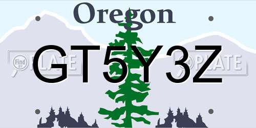 GT5Y3Z Oregon License Plate