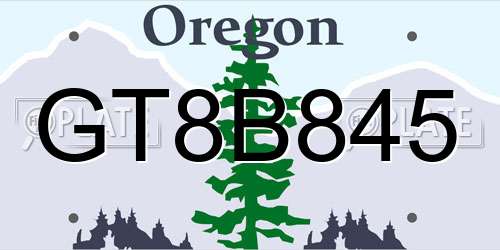 GT8B845 Oregon License Plate