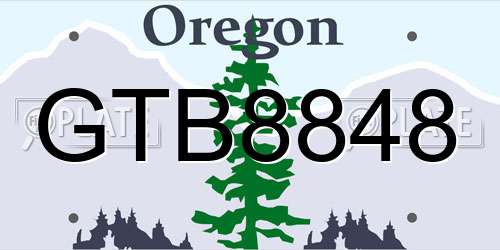 GTB8848 Oregon License Plate