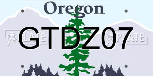 GTDZ07 Oregon License Plate