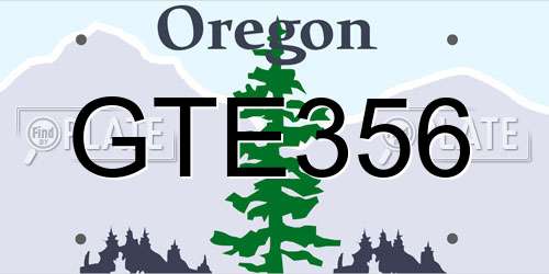 GTE356 Oregon License Plate