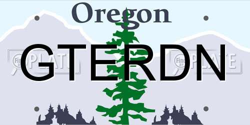 GTERDN Oregon License Plate