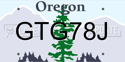GTG78J Oregon License Plate