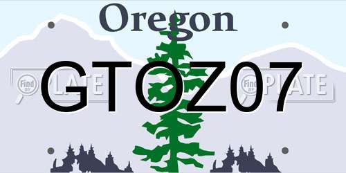 GTOZ07 Oregon License Plate