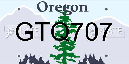 GTQ707 Oregon License Plate