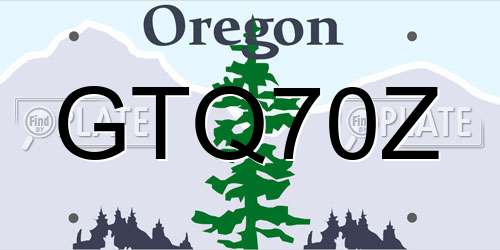 GTQ70Z Oregon License Plate