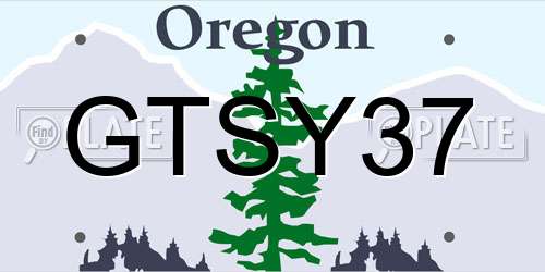 GTSY37 Oregon License Plate