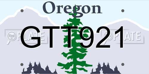 GTT921 Oregon License Plate