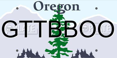 GTTBBOO Oregon License Plate