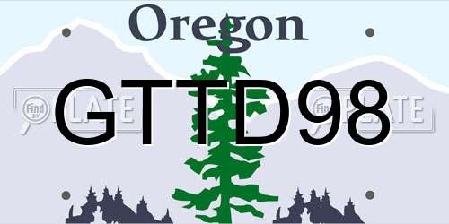 GTTD98 Oregon License Plate