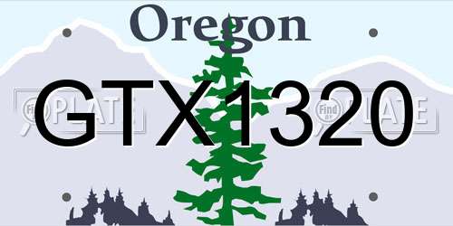 GTX1320 Oregon License Plate