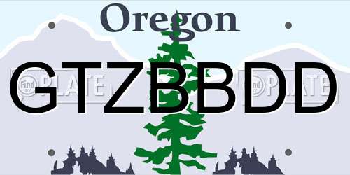GTZBBDD Oregon License Plate