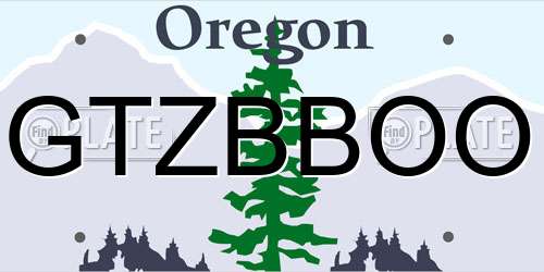 GTZBBOO Oregon License Plate