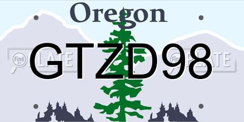 GTZD98 Oregon License Plate