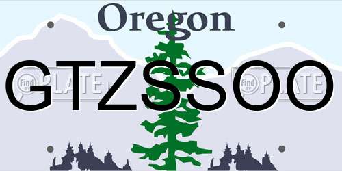 GTZSSOO Oregon License Plate