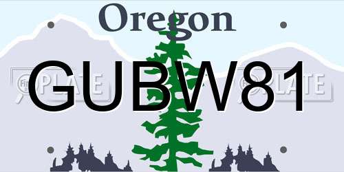 GUBW81 Oregon License Plate