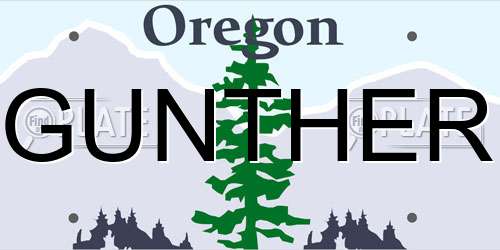 GUNTHER Oregon License Plate