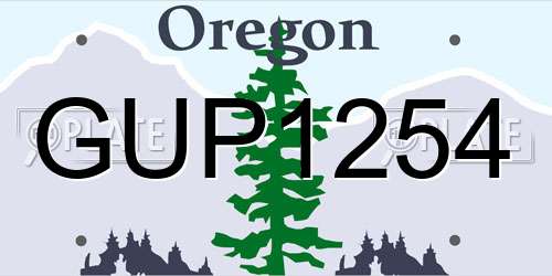 GUP1254 Oregon License Plate
