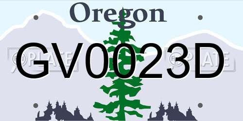 GV0023D Oregon License Plate