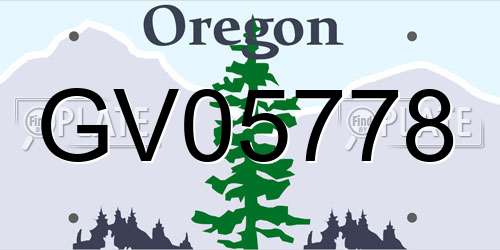 GV05778 Oregon License Plate
