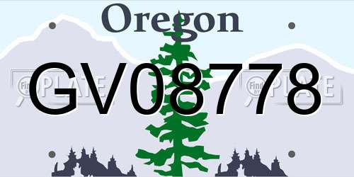 GV08778 Oregon License Plate