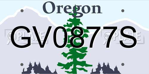GV0877S Oregon License Plate