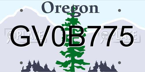 GV0B775 Oregon License Plate