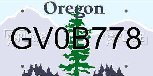 GV0B778 Oregon License Plate