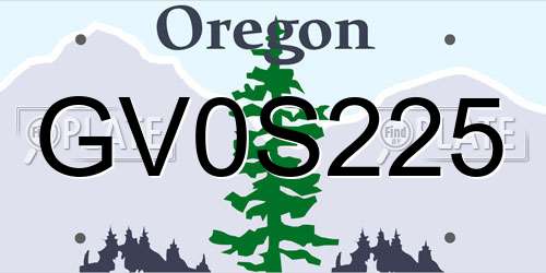 GV0S225 Oregon License Plate