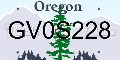 GV0S228 Oregon License Plate