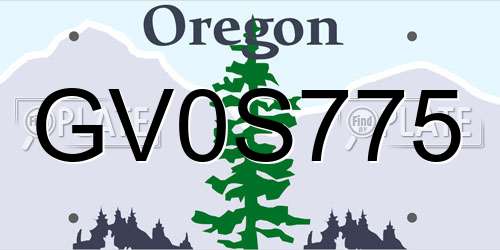 GV0S775 Oregon License Plate