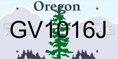 GV1016J Oregon License Plate