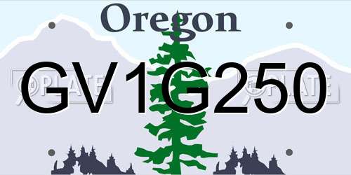 GV1G250 Oregon License Plate