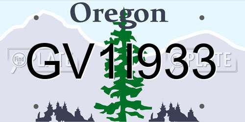 GV1I933 Oregon License Plate