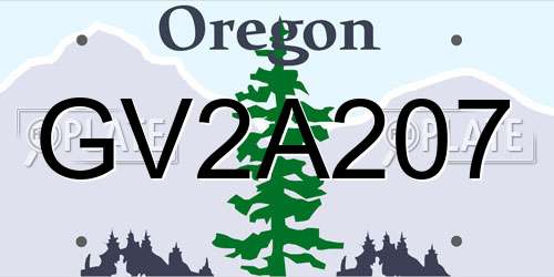 GV2A207 Oregon License Plate