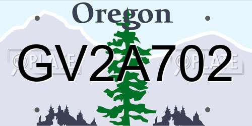 GV2A702 Oregon License Plate